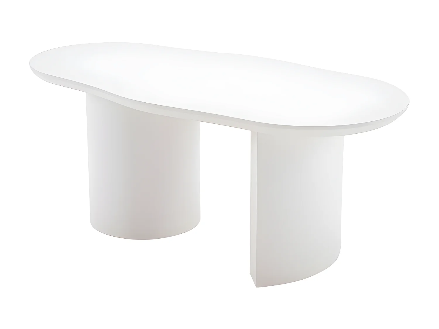 Table basse L 100cm - avec plateau incurvé irrégulier et élégant - Blanc