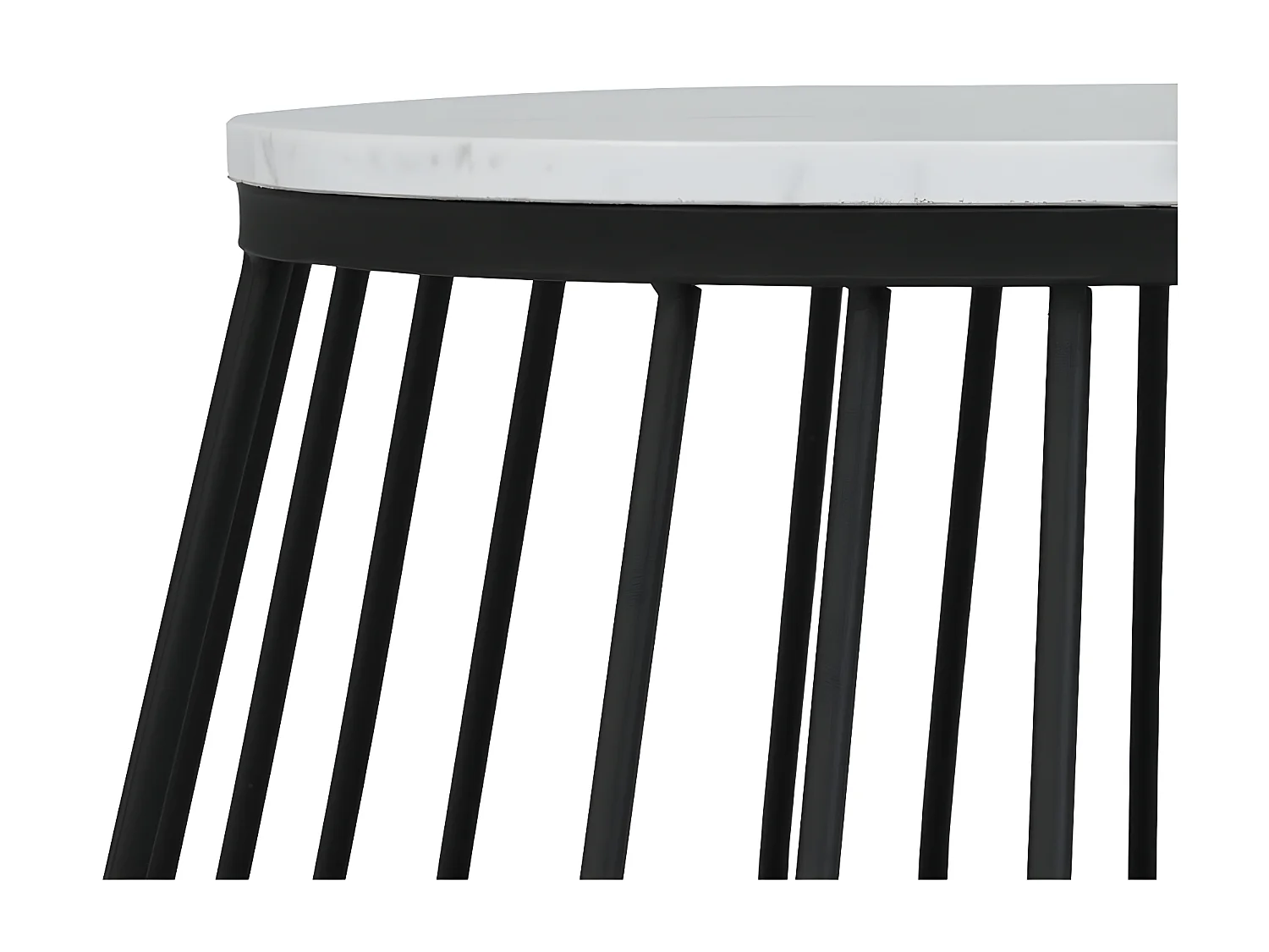 Lot de 2 Tables gigognes - plateau en MDF à motif de marbre - Blanc