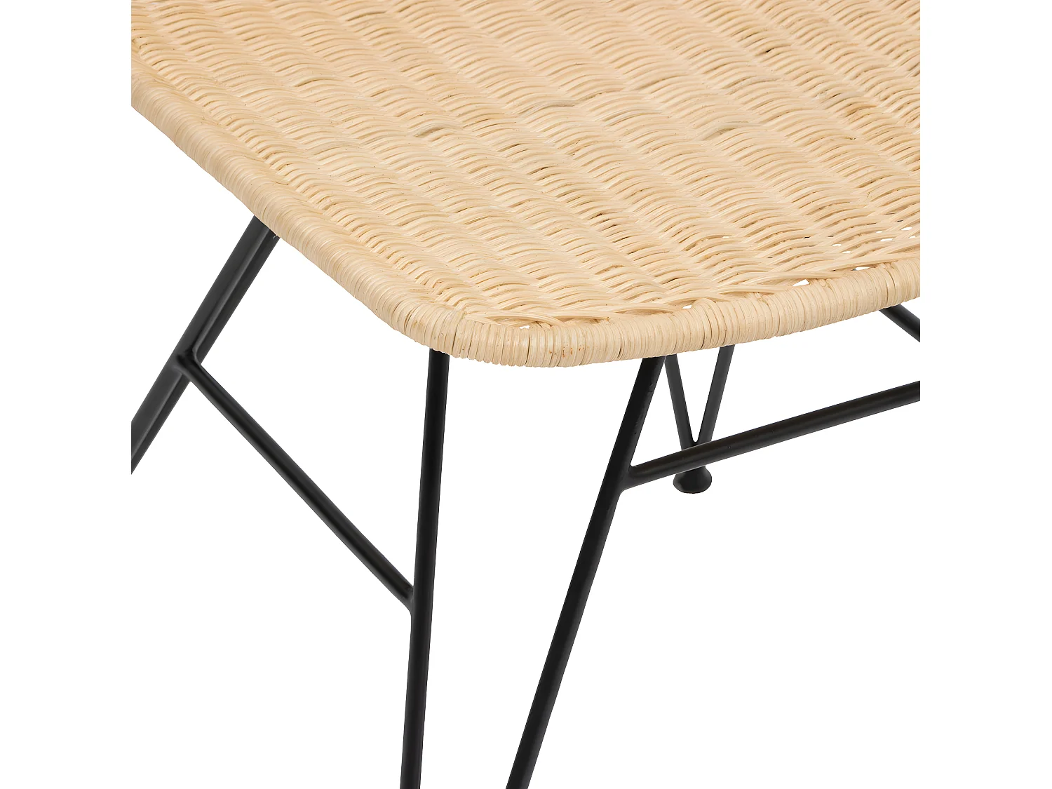 Chaise en Rotin naturel et Pieds en acier Noir