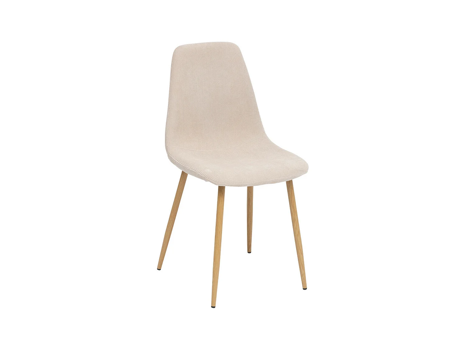 Chaise de table en Velours côtelé Beige et pieds en métal effet bois