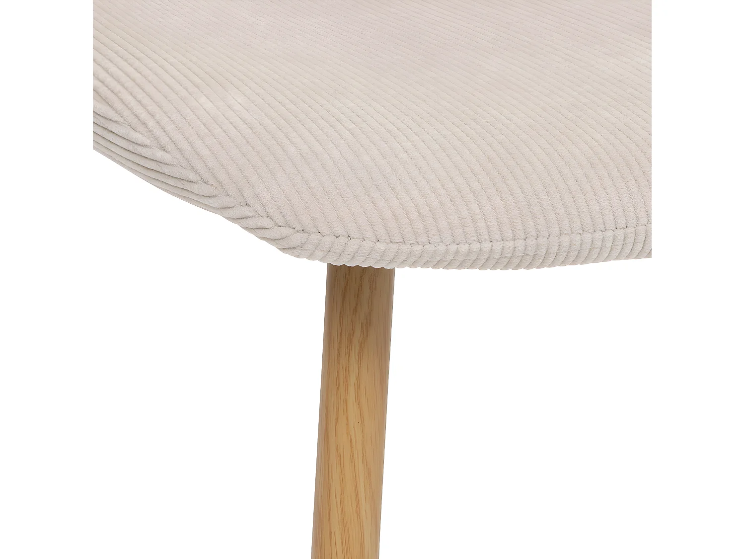 Chaise de table en Velours côtelé Beige et pieds en métal effet bois