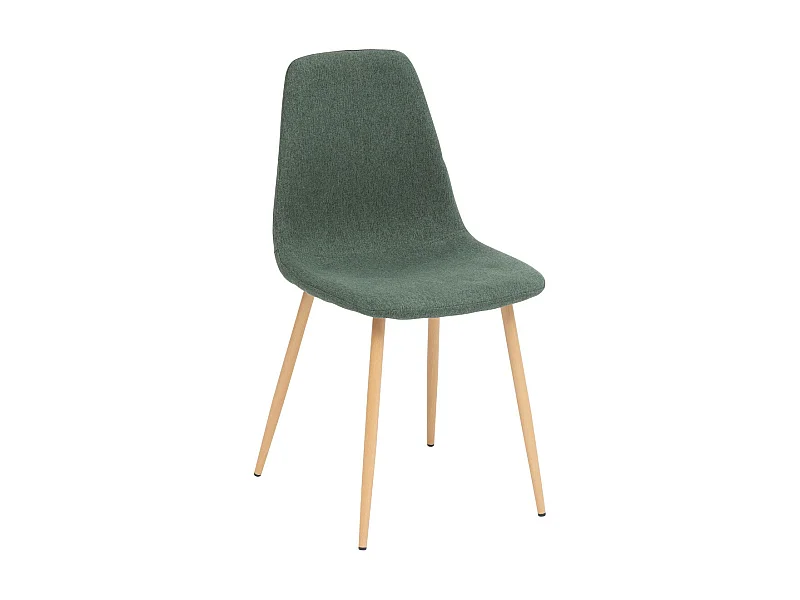 Chaise de table en tissu Vert cèdre et pieds en métal effet bois