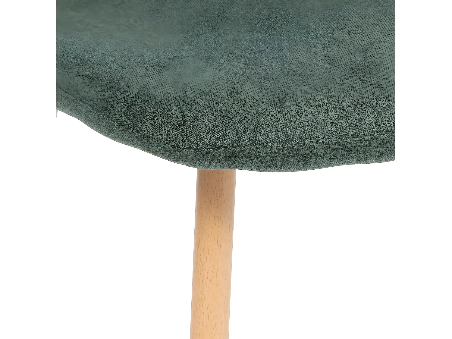 Chaise de table en tissu Vert cèdre et pieds en métal effet bois