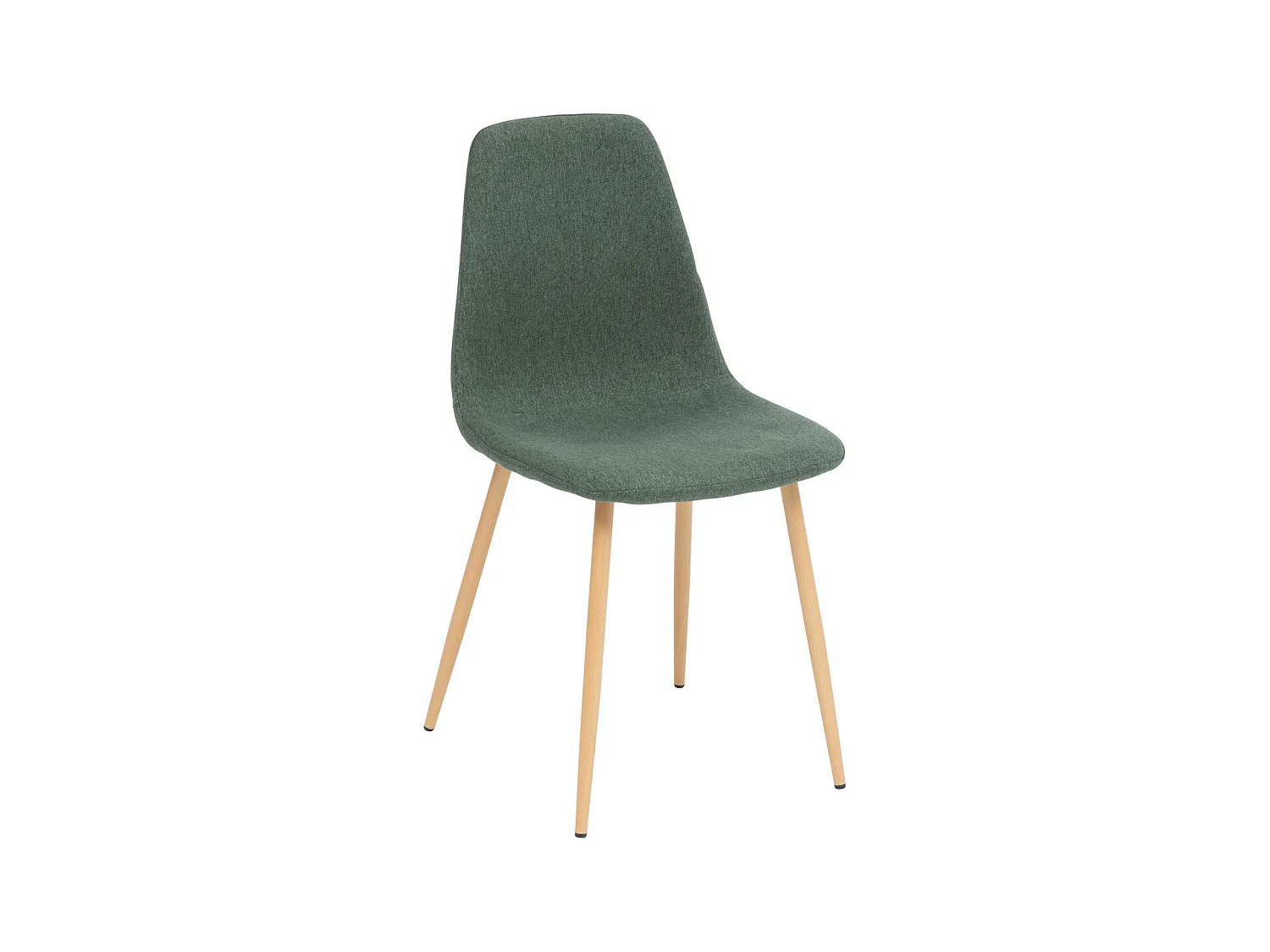 Chaise de table en tissu Vert cèdre et pieds en métal effet bois