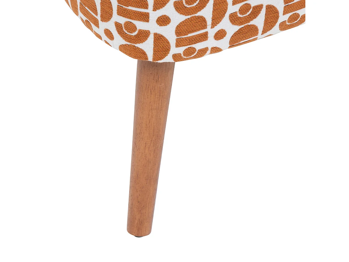Fauteuil en Bois et Tissu Chenille Ambre orange et blanc