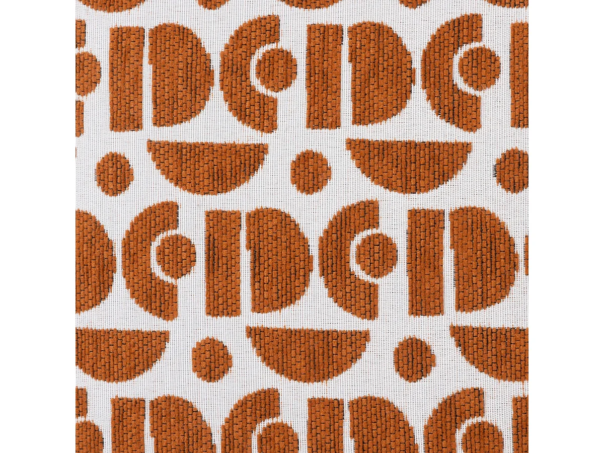 Fauteuil en Bois et Tissu Chenille Ambre orange et blanc