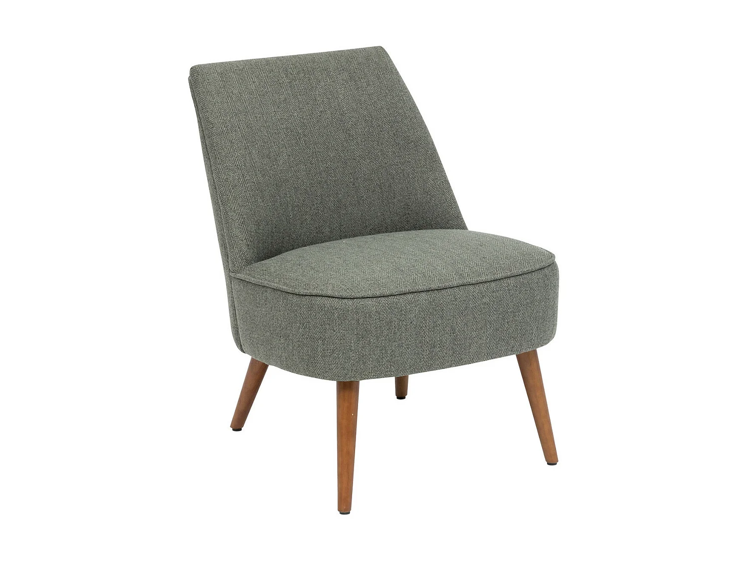 Fauteuil en Bois et Tissu chevron Vert Kaki