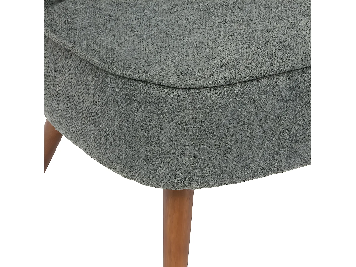 Fauteuil en Bois et Tissu chevron Vert Kaki