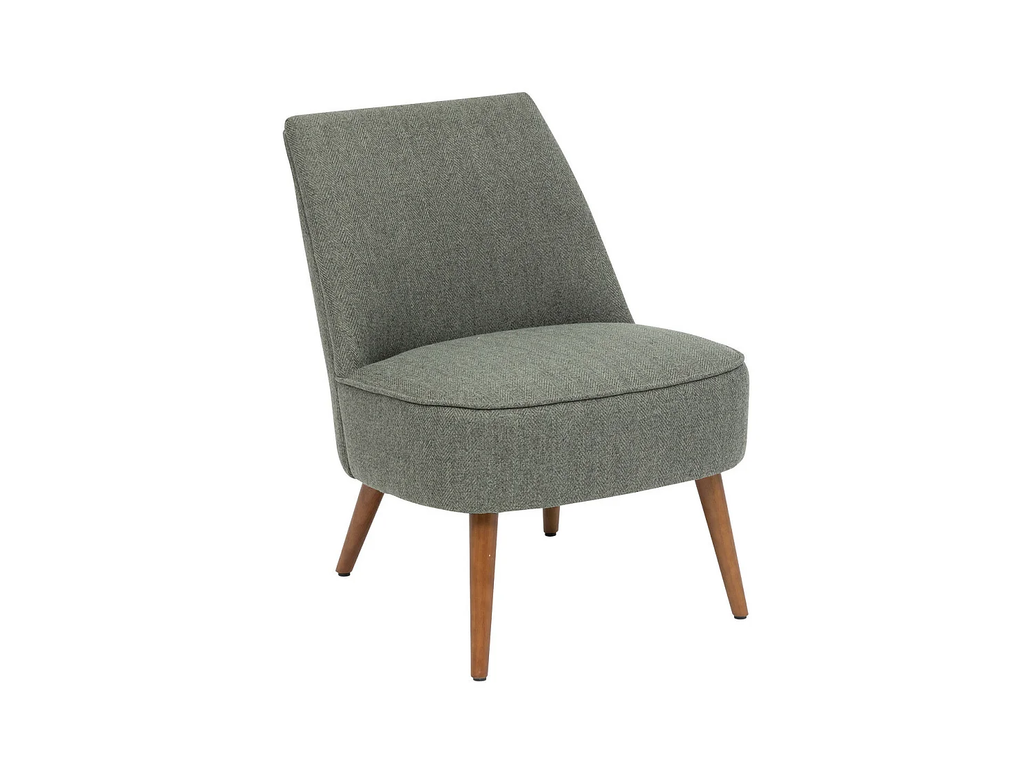 Fauteuil en Bois et Tissu chevron Vert Kaki