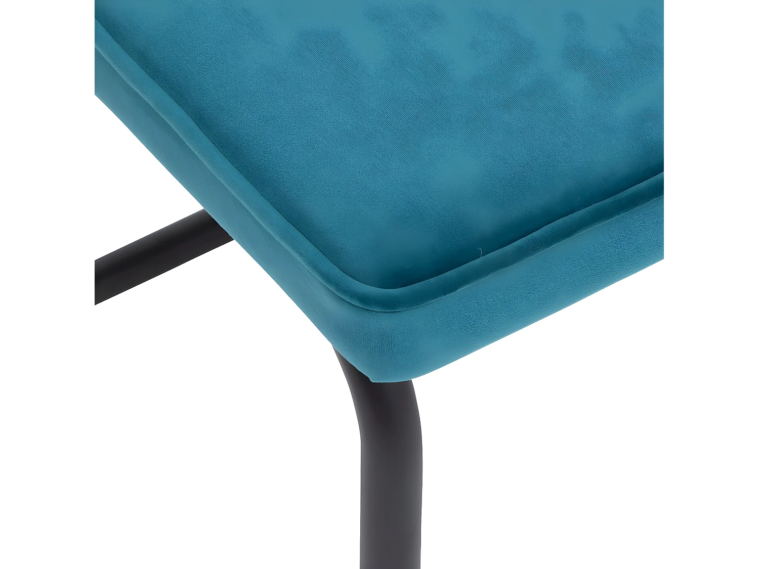 Chaise de table en velours Bleu canard et pieds en acier Noir