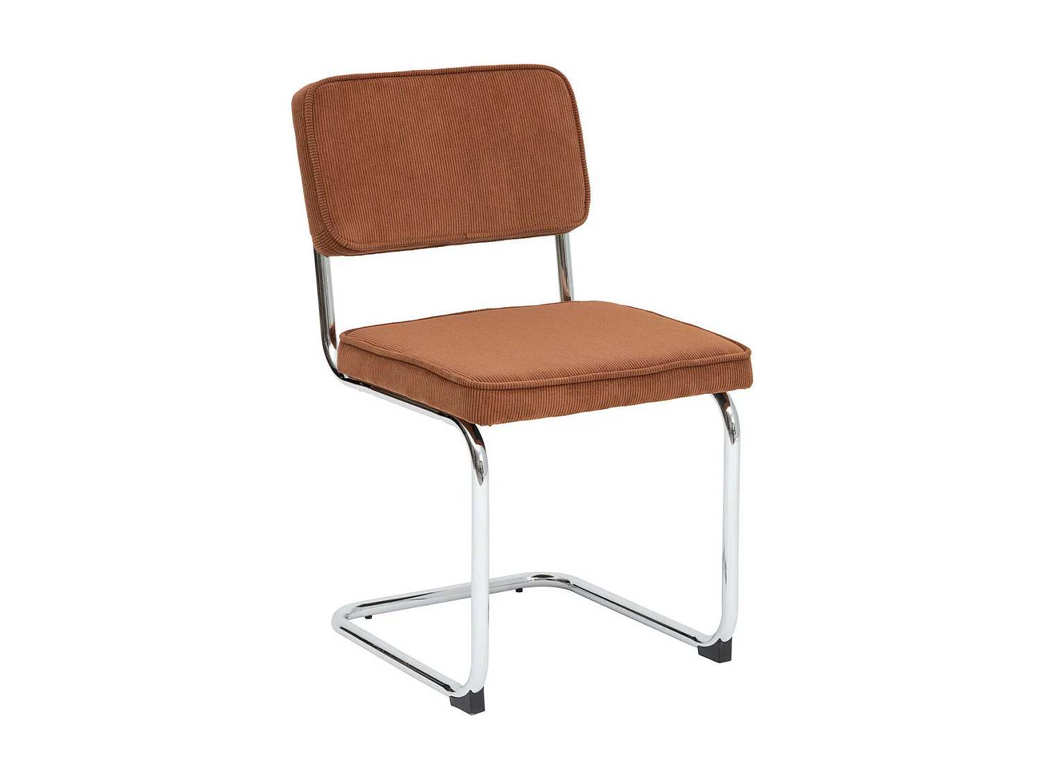 Chaise de table en velours côtelé Terracotta et pieds en acier Chrome