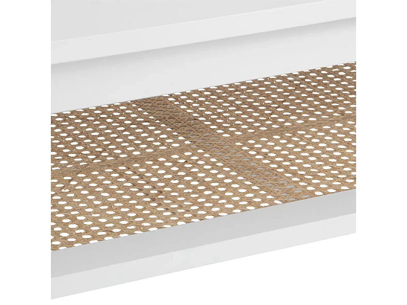 Table basse 2 niveaux en Bois Blanc et Cannage en Rotin
