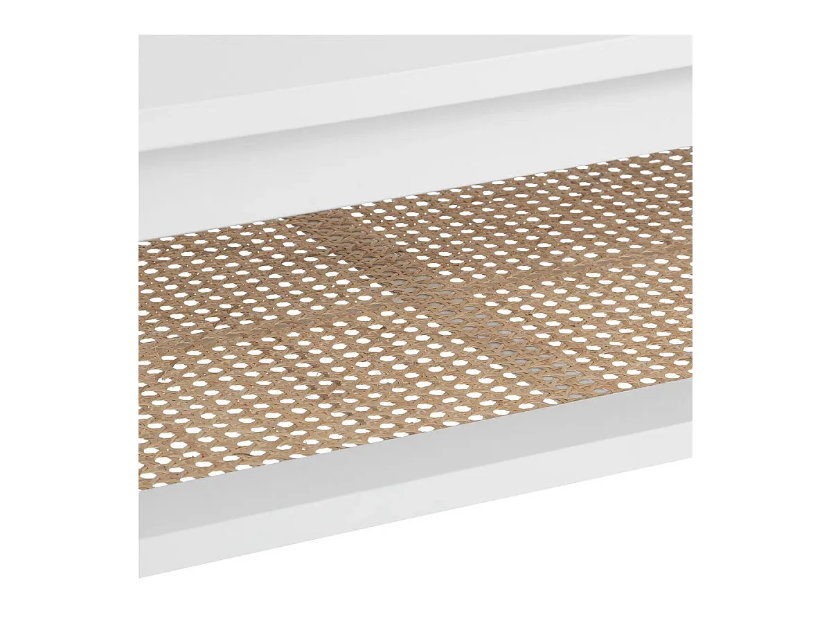 Table basse 2 niveaux en Bois Blanc et Cannage en Rotin