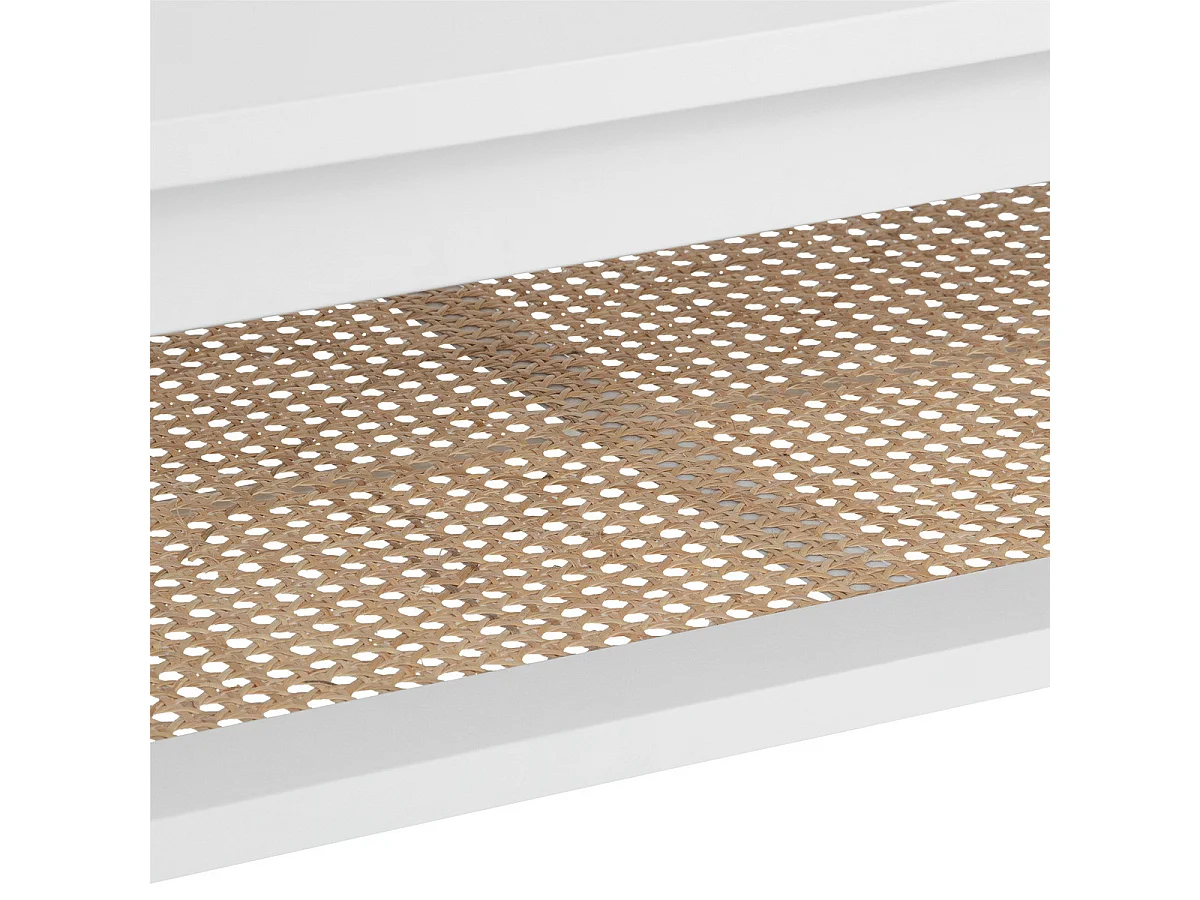 Table basse 2 niveaux en Bois Blanc et Cannage en Rotin