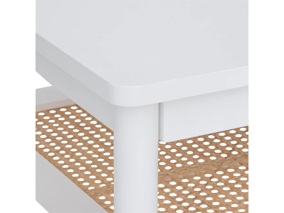 Table basse 2 niveaux en Bois Blanc et Cannage en Rotin