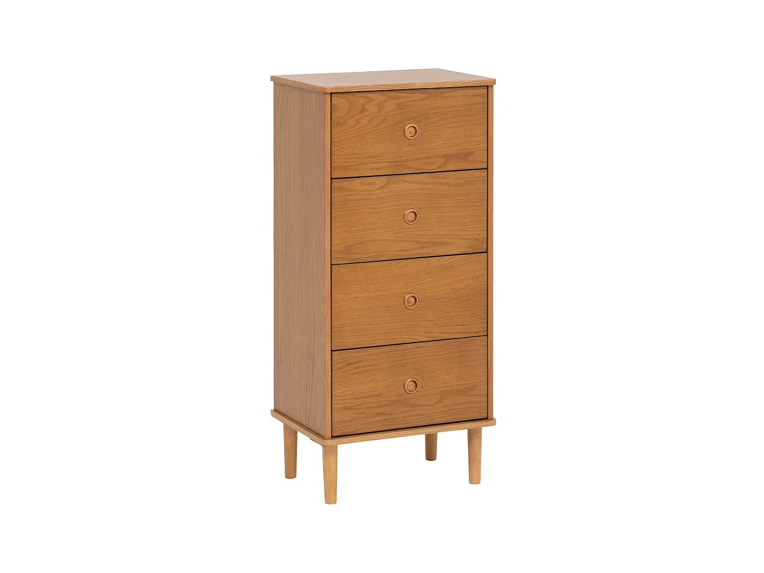 Meuble Chiffonnier 4 tiroirs en Bois Miel H 107.5 cm