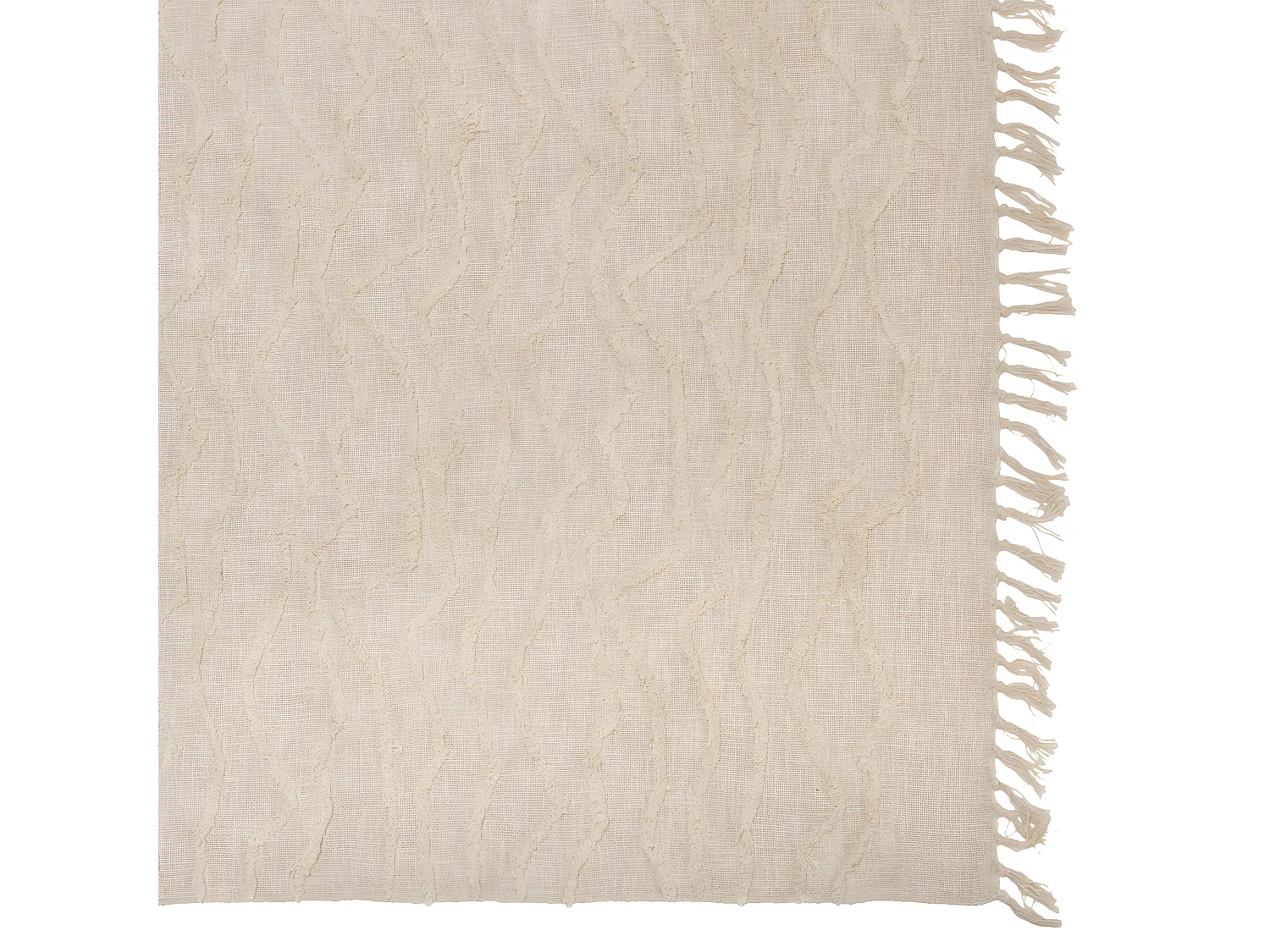 Dessus de Lit en Coton Beige avec franges et motifs en relief 240 x 260 cm
