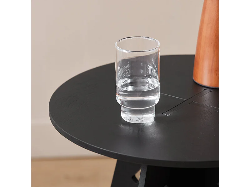 SoBuy HFBT01-SCH Table d'appoint Ronde en Bois Table Basse Ronde Table de Nuit Table de Chevet Bouts de Canapé en Tenons et Mortaises, Noir