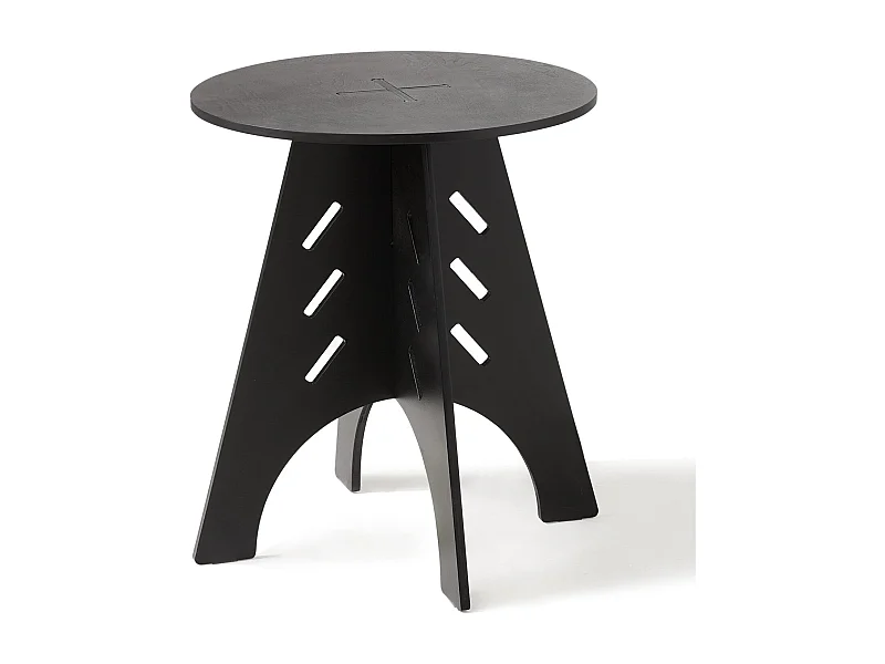 SoBuy HFBT01-SCH Table d'appoint Ronde en Bois Table Basse Ronde Table de Nuit Table de Chevet Bouts de Canapé en Tenons et Mortaises, Noir