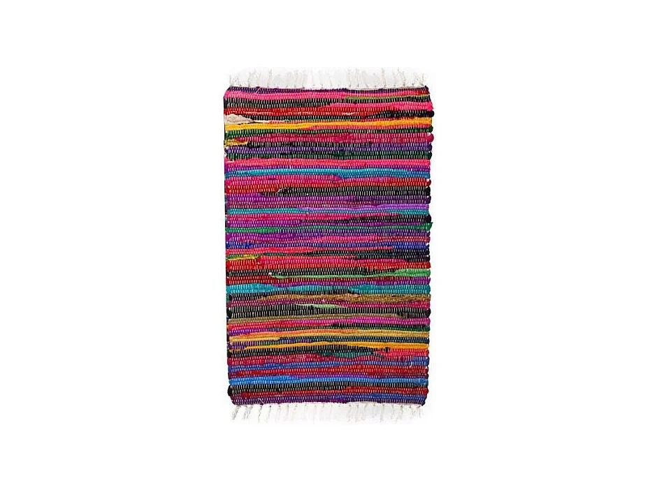 Tapis en coton et polyester rayures colorées 80 x 50 cm