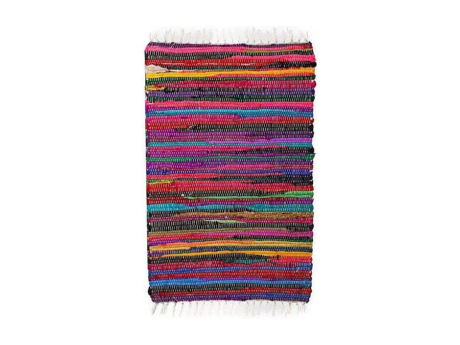 Tapis en coton et polyester rayures colorées 80 x 50 cm