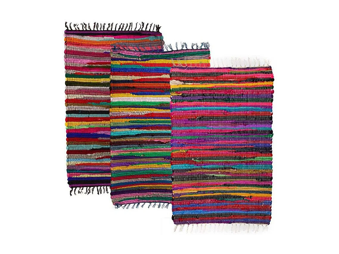 Tapis en coton et polyester rayures colorées 80 x 50 cm