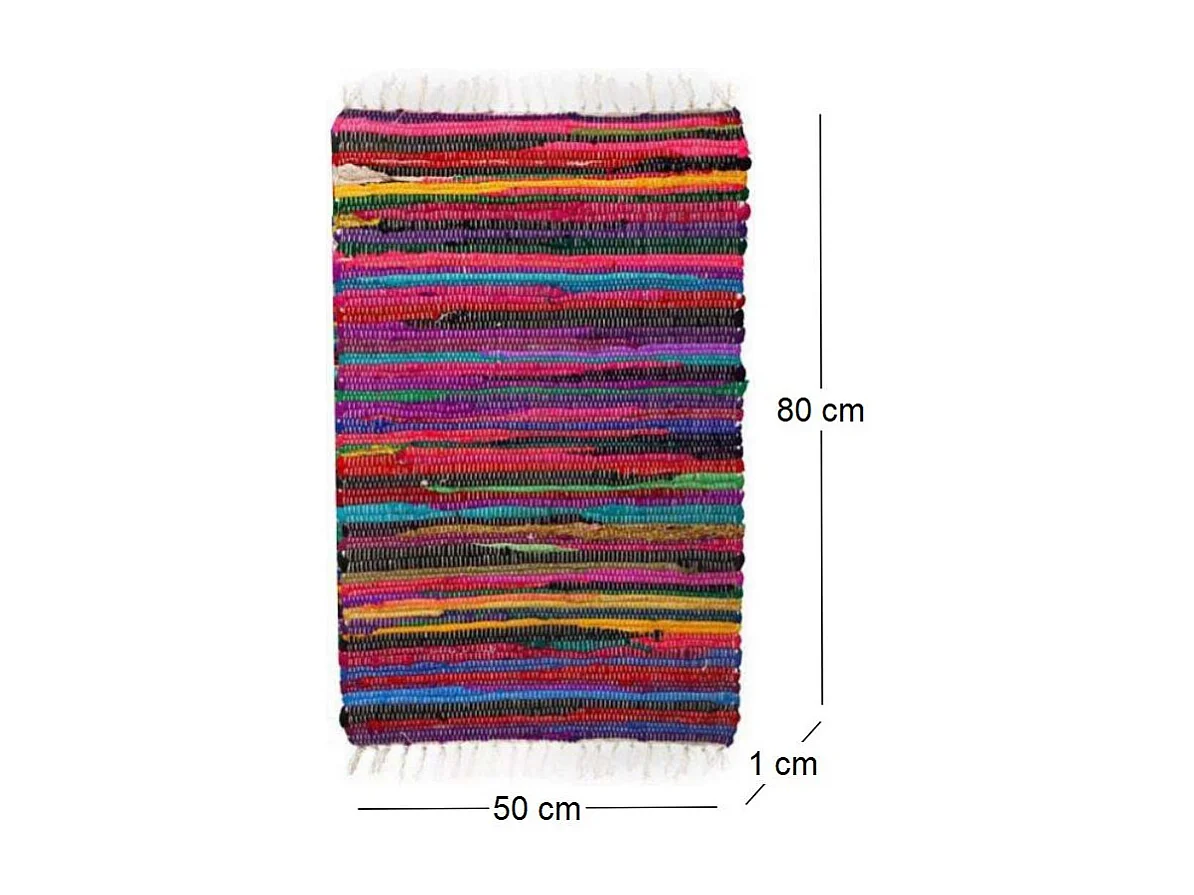 Tapis en coton et polyester rayures colorées 80 x 50 cm
