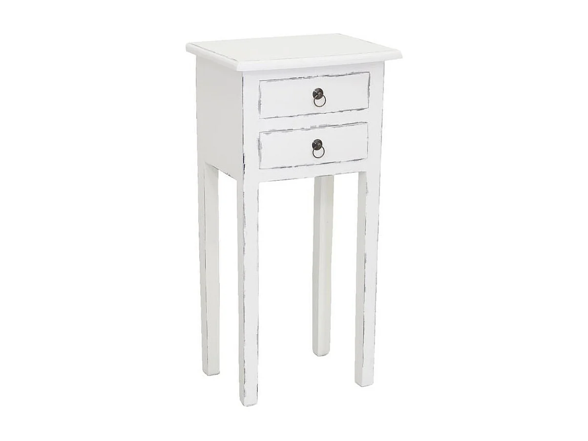 Table de nuit blanche en acajou 40 x 30 x 80 cm