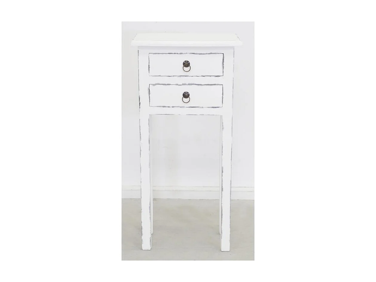 Table de nuit blanche en acajou 40 x 30 x 80 cm