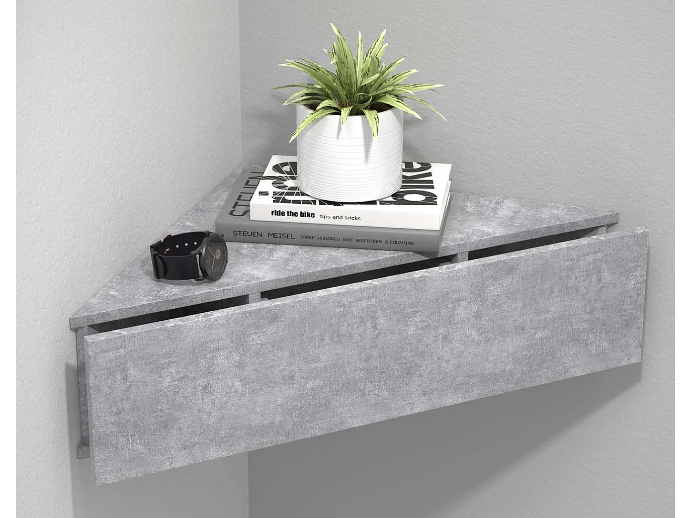 bedside table Usal Concrete Gray H. 15 x W. 60 x D. 43 cm