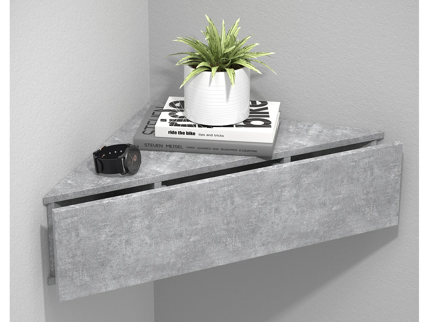 bedside table Usal Concrete Gray H. 15 x W. 60 x D. 43 cm