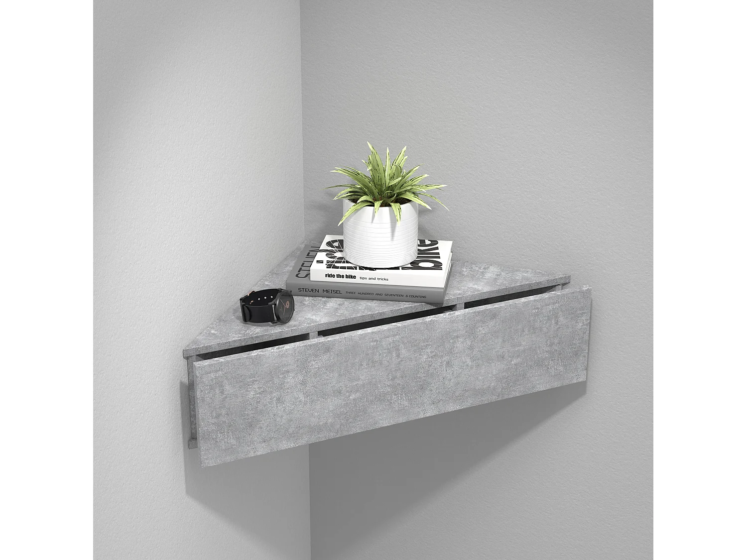 bedside table Usal Concrete Gray H. 15 x W. 60 x D. 43 cm