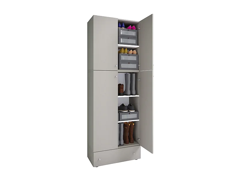 Shoe cabinet Lona Gray H. 200 x W. 70 x D. 39 cm