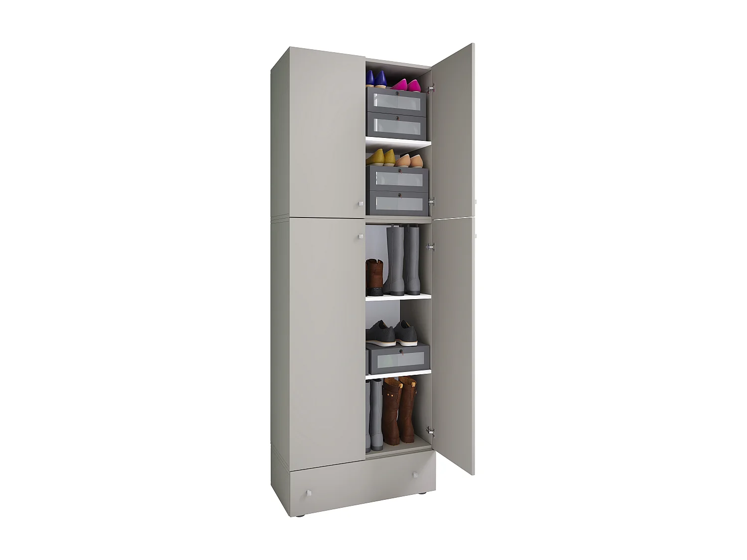 Shoe cabinet Lona Gray H. 200 x W. 70 x D. 39 cm