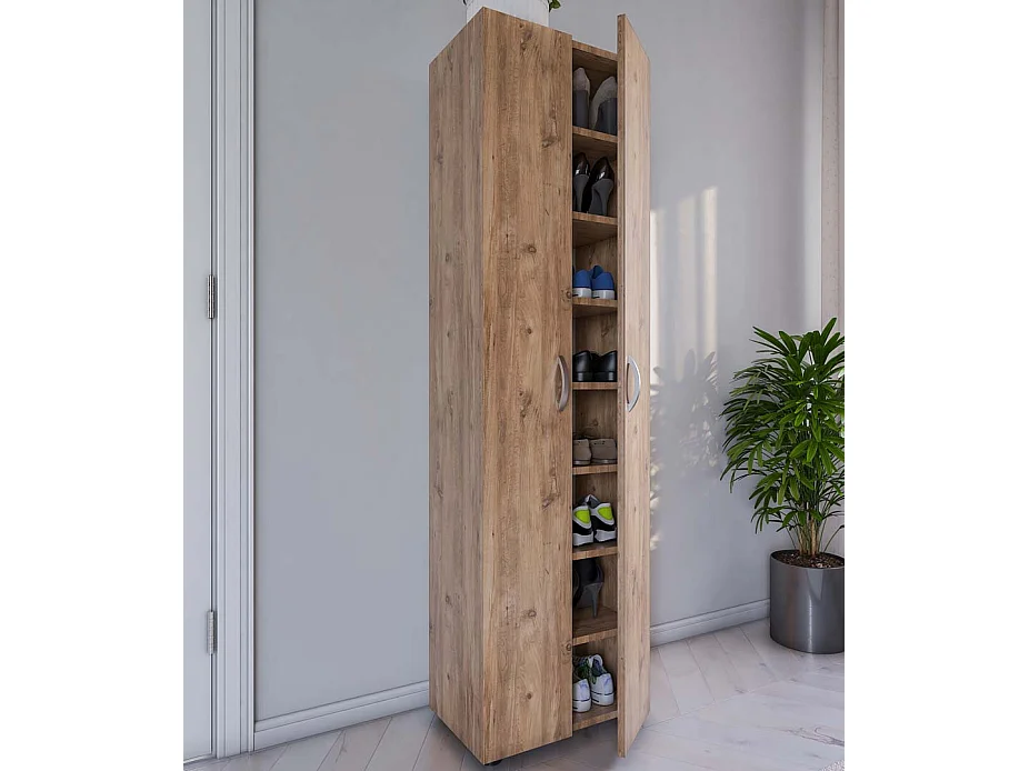 Shoe cabinet Ulas Honey oak H. 173 x W. 49 x D. 30 cm
