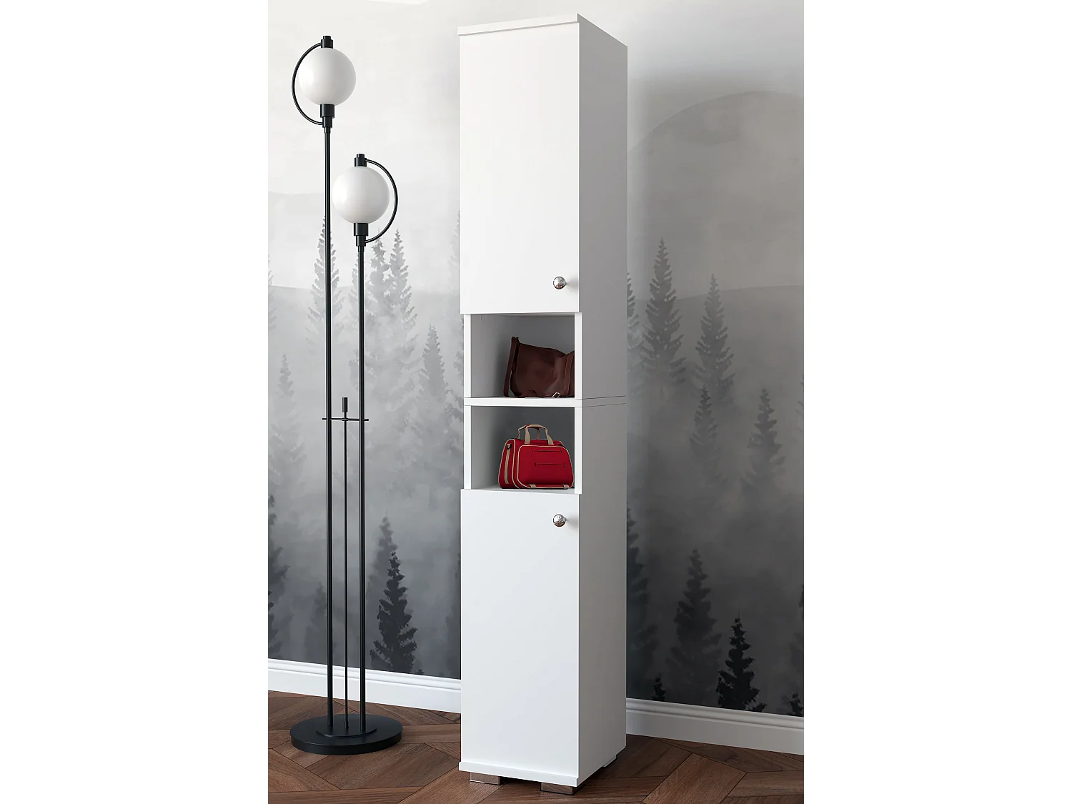Shoe cabinet Gados White H. 178 x W. 30 x D. 33 cm