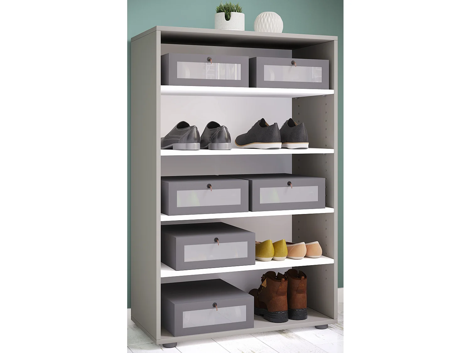 Shoe cabinet Lona Gray H. 110 x W. 70 x D. 37 cm