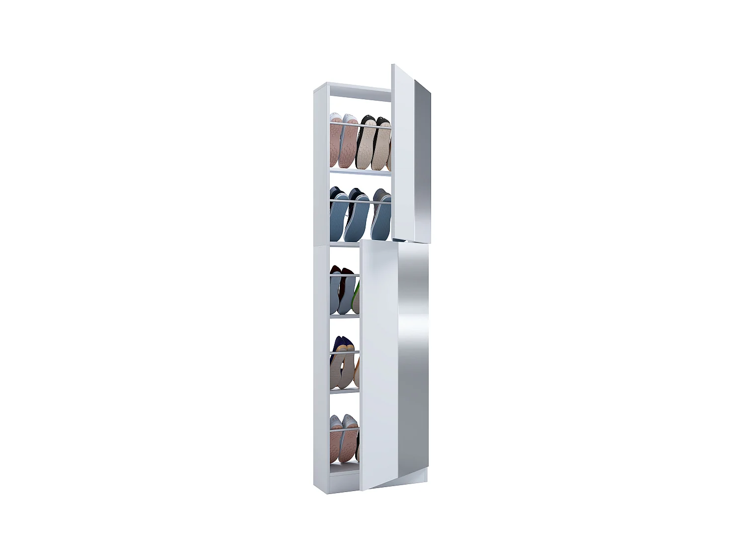 Shoe cabinet Fulisa White H. 180 x W. 50 x D. 17 cm