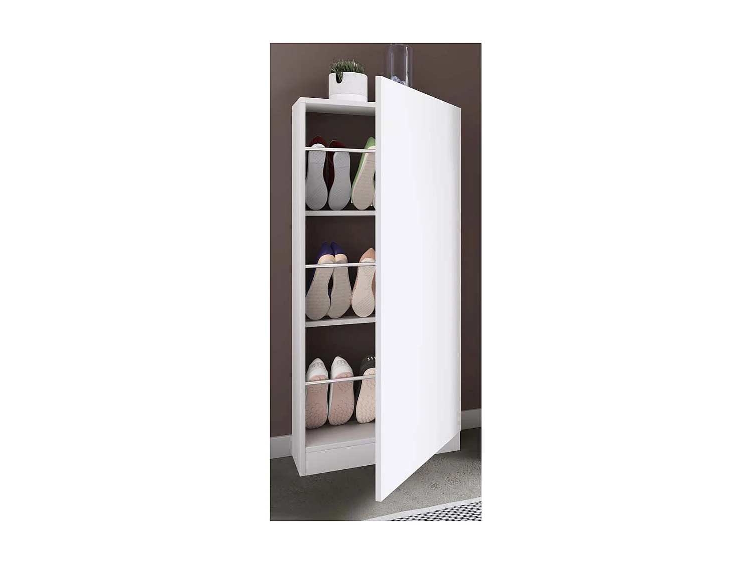 VCM Madeira Shoe Cabinet Sapato Commode Sapato Prateleira Sapato Stand Fulisa L (Branco)