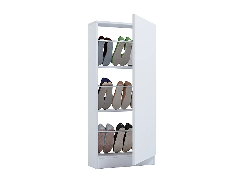 Shoe cabinet Fulisa White H. 112 x W. 50 x D. 17 cm