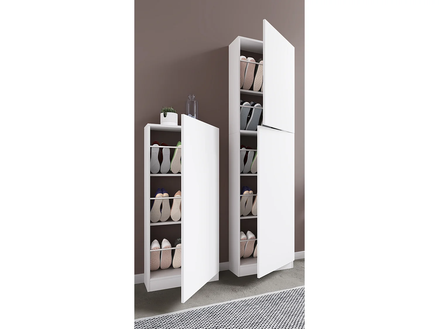 Shoe cabinet Fulisa White H. 180 x W. 50 x D. 17 cm