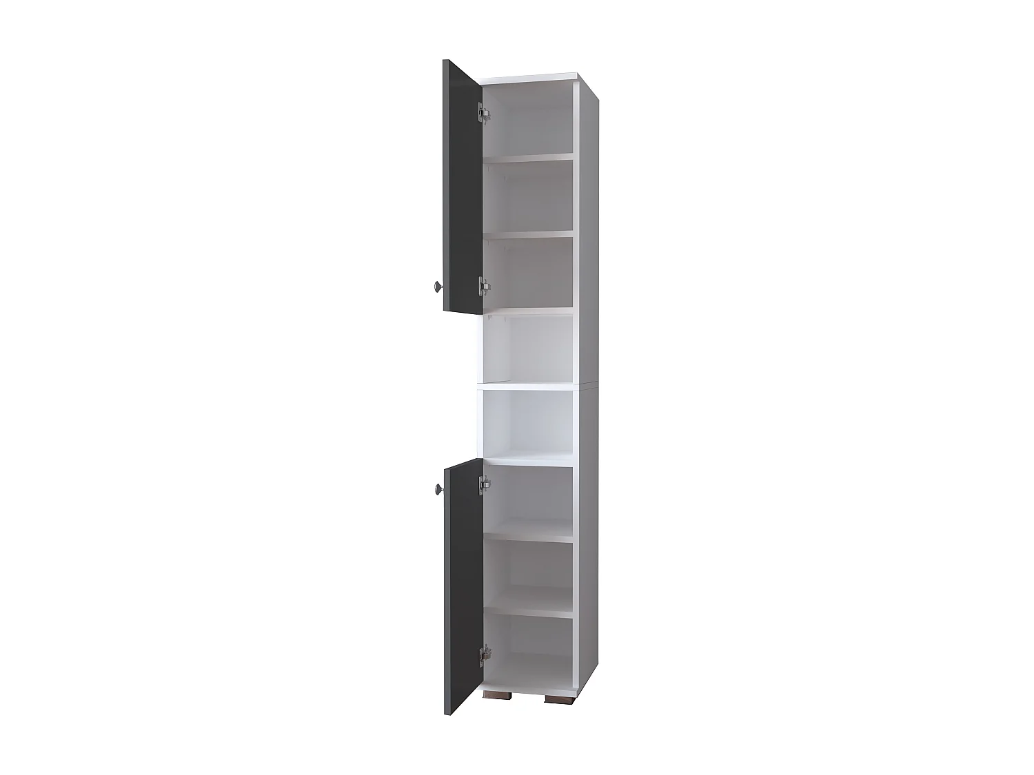 Shoe cabinet Gados White / Anthracite H. 178 x W. 30 x D. 33 cm