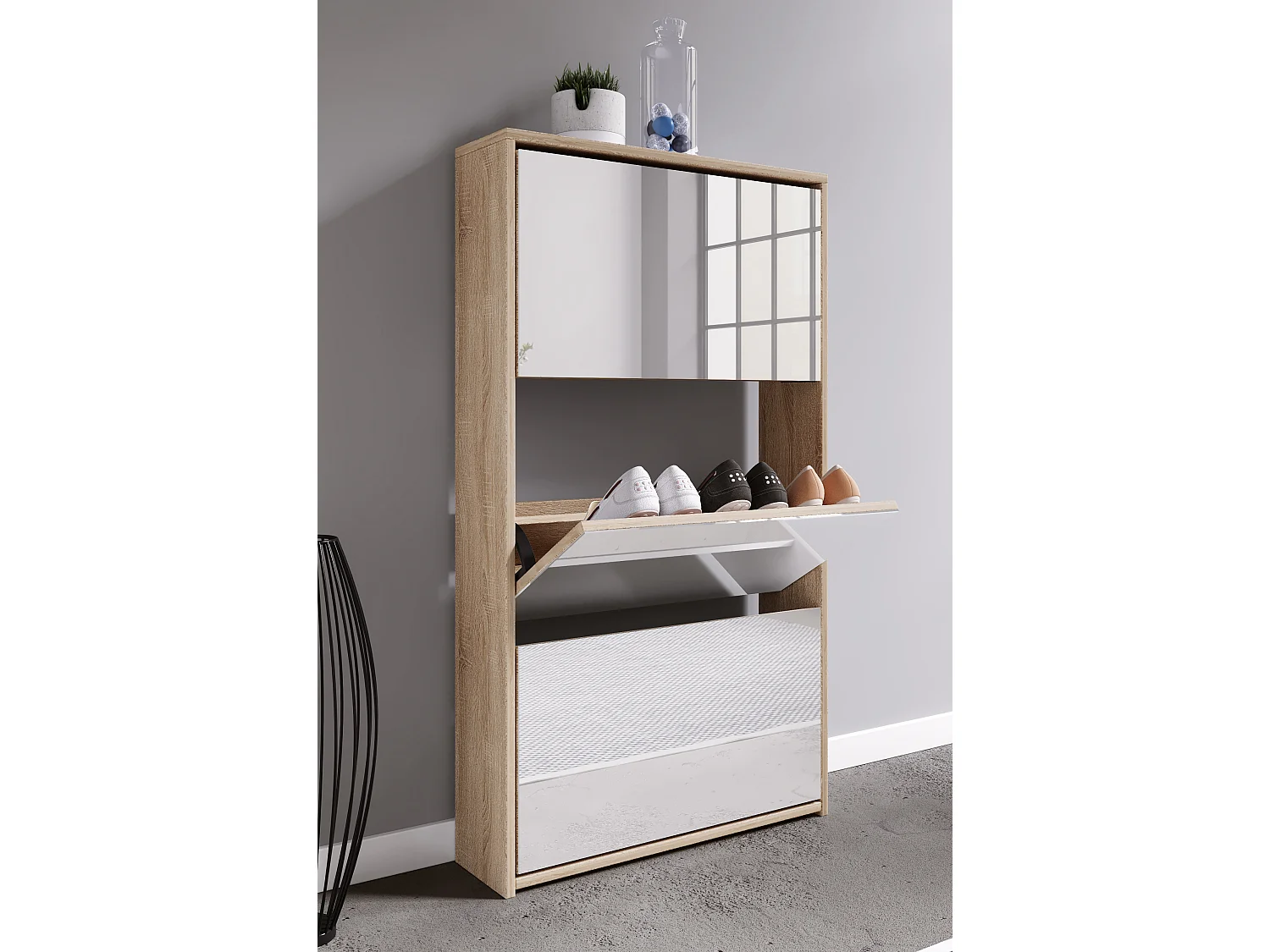 Shoe cabinet Stido Honey oak H. 112 x W. x 63 x D. 17 cm