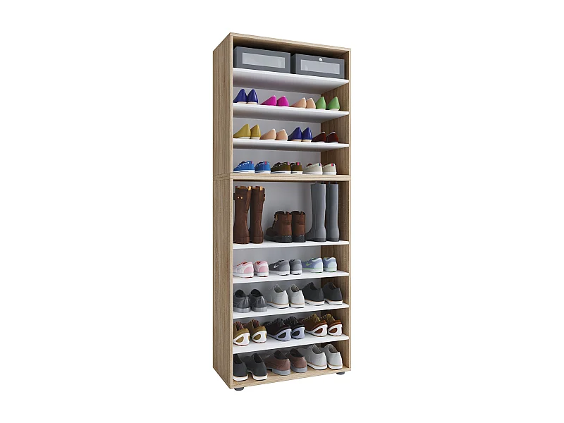 Shoe cabinet Lona Sonoma Oak H. 183 x W. 70 x D. 37 cm