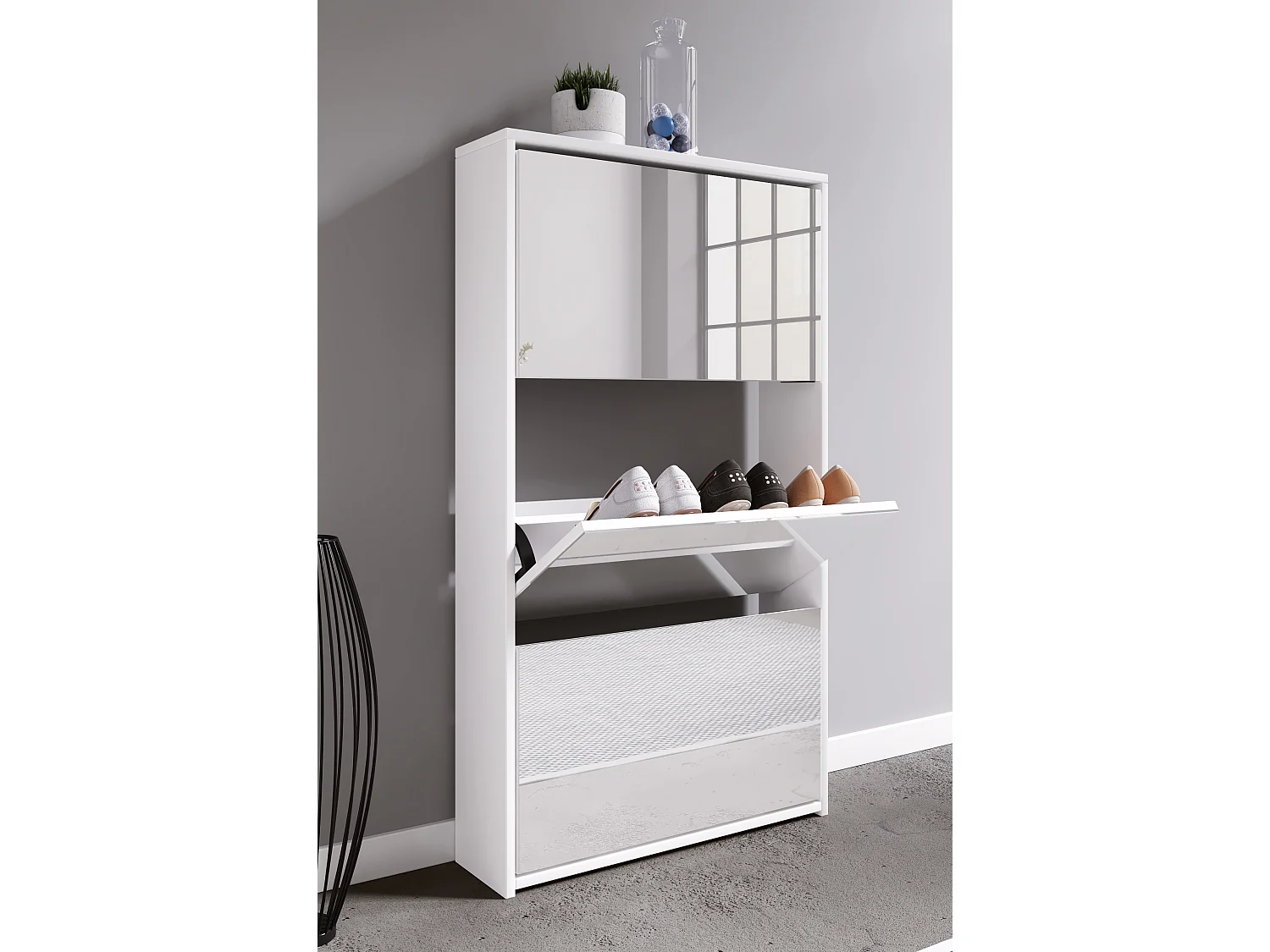 Shoe cabinet Stido White H. 112 x W. x 63 x D. 17 cm