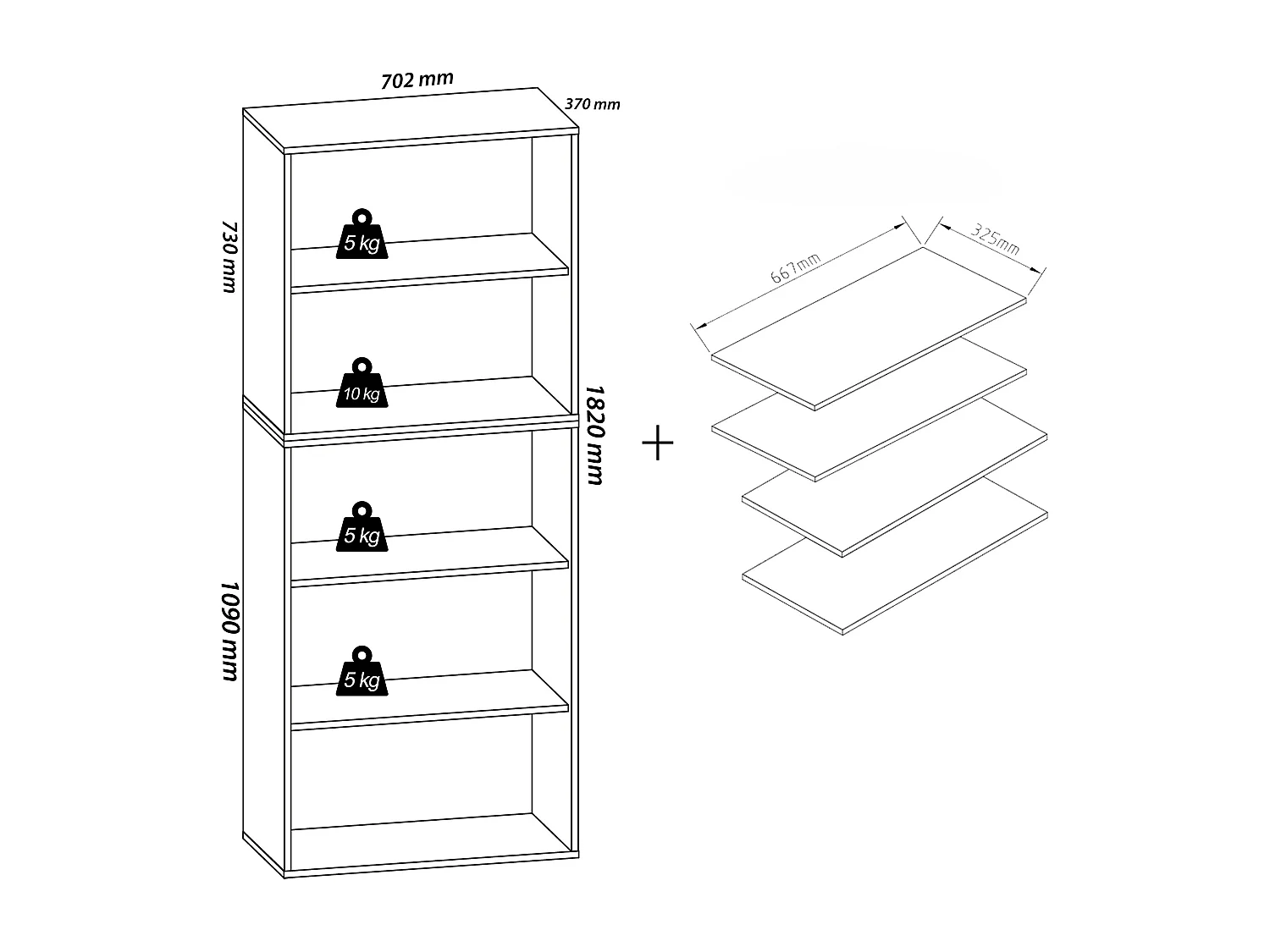 Shoe cabinet Lona Book H. 183 x W. 70 x D. 37 cm