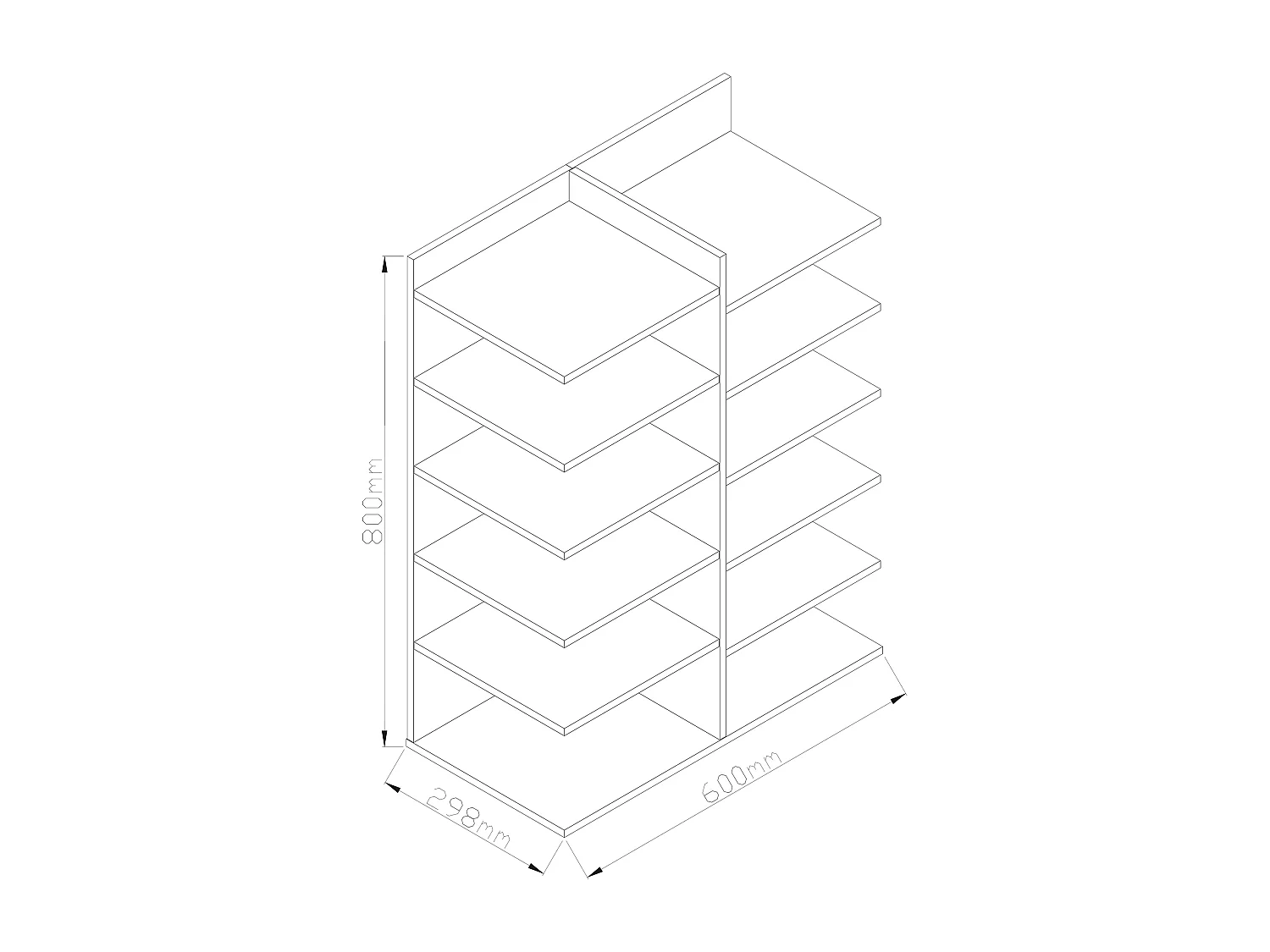 Prateleira de sapato de madeira VCM | Dimensões: L. 60 x A. 80 x P. 30 cm | 12 compartimentos - Enosa (carvalho Sonoma)