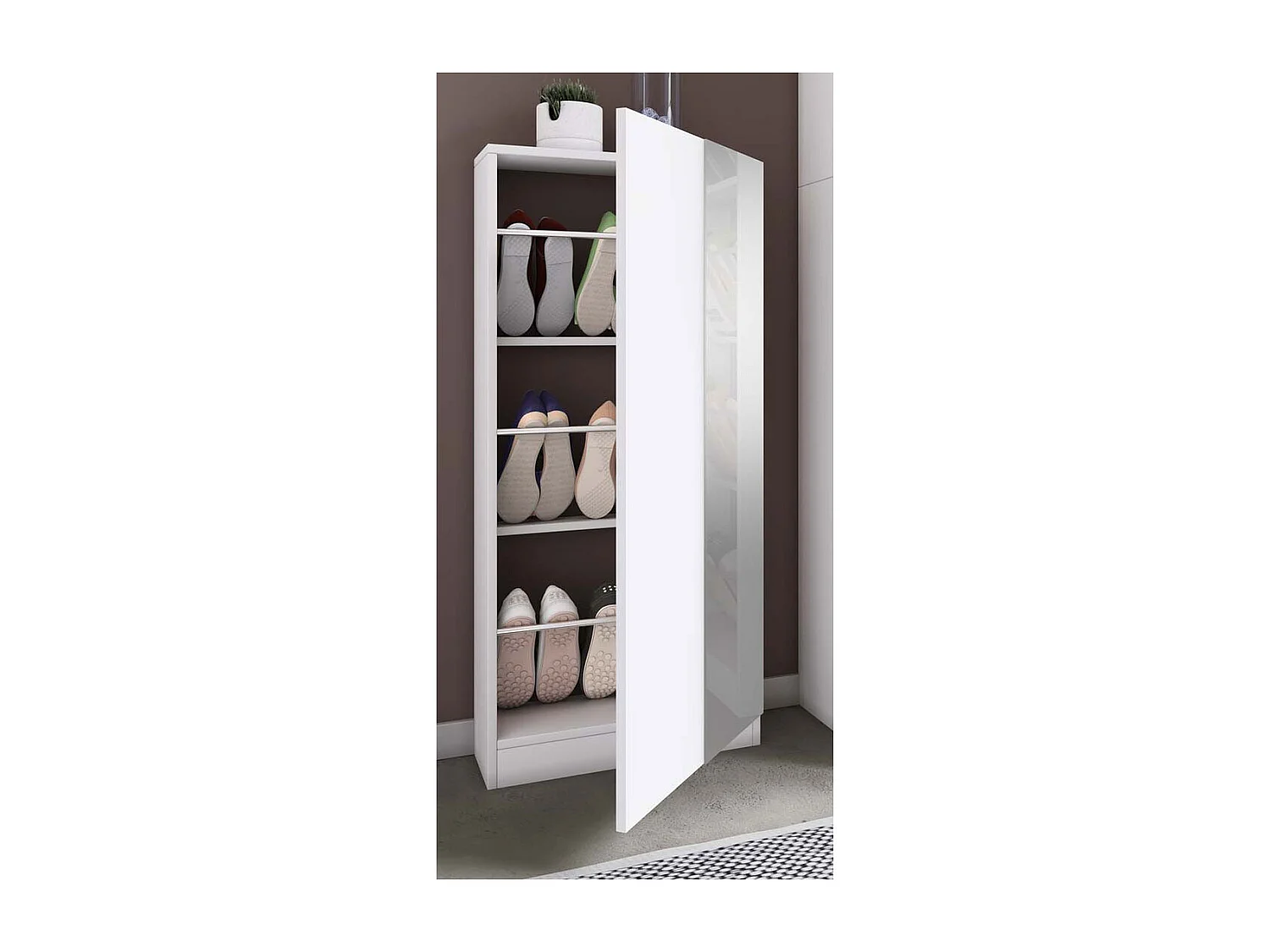 Shoe cabinet Fulisa White H. 112 x W. 50 x D. 17 cm