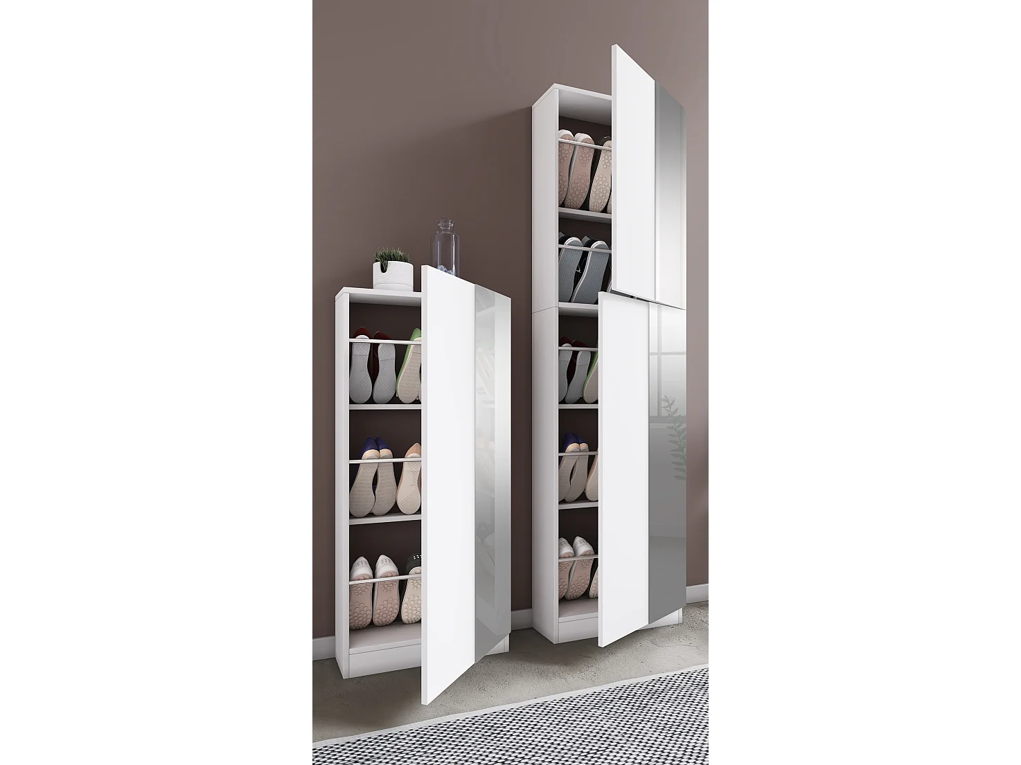 Shoe cabinet Fulisa White H. 112 x W. 50 x D. 17 cm