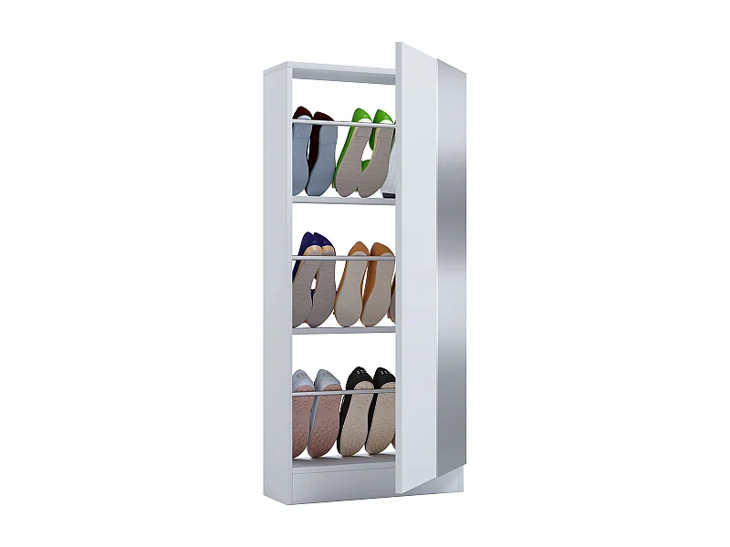 Shoe cabinet Fulisa White H. 112 x W. 50 x D. 17 cm